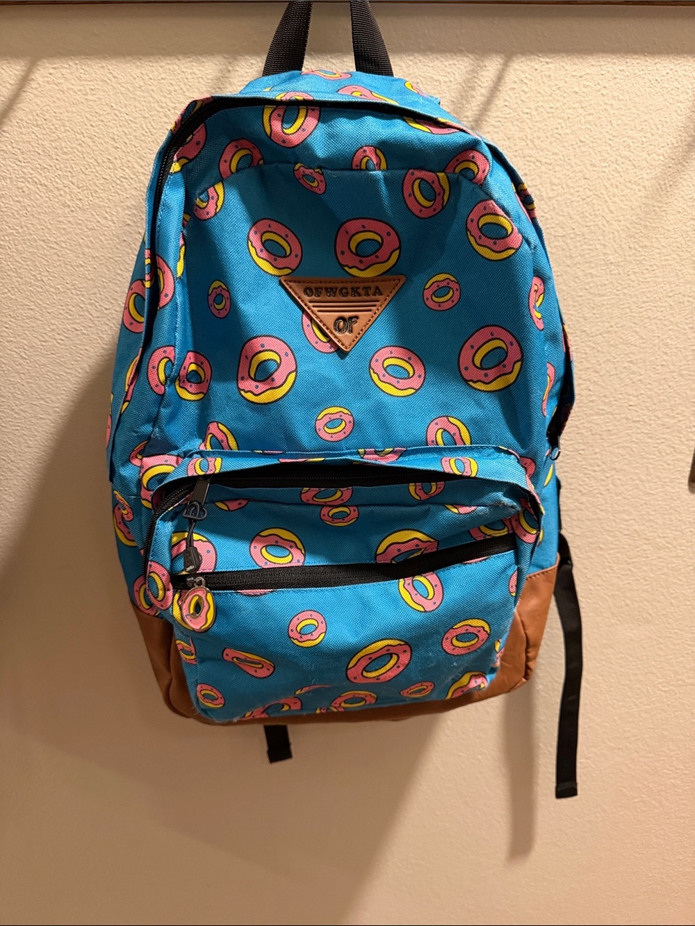 Odd Future Donut Print Blue Backpack with Brown Base